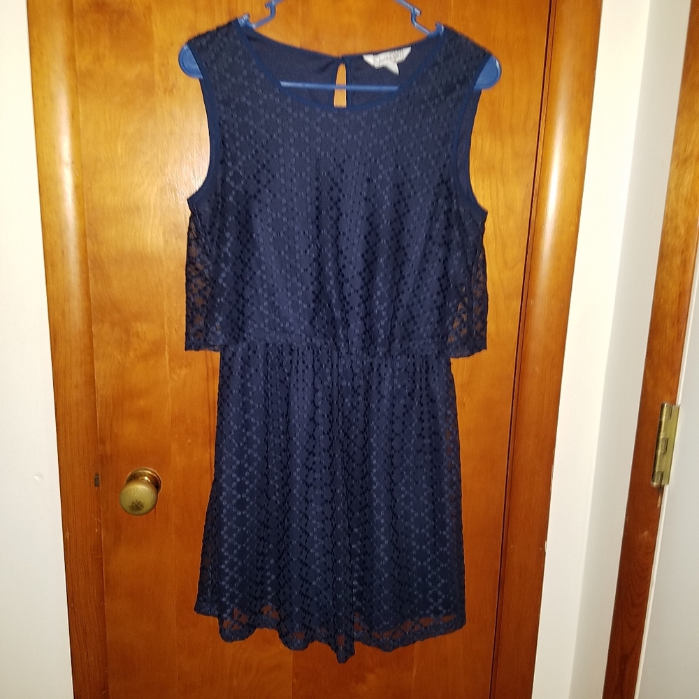 Speechless Navy Blue Layered Dress